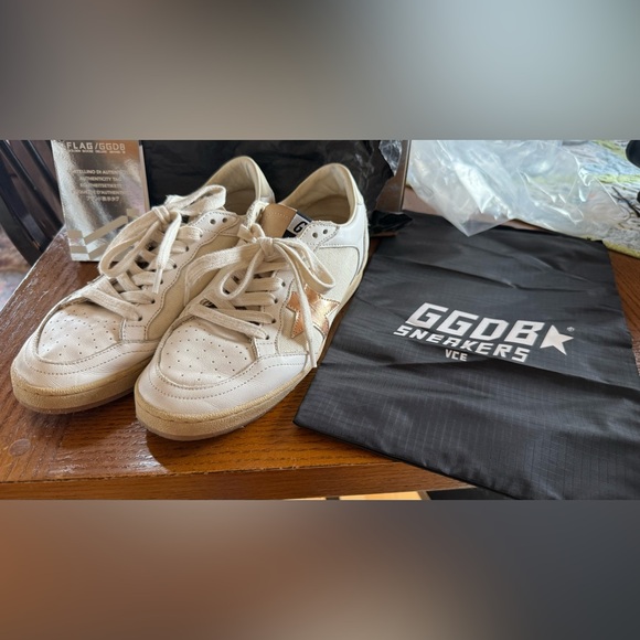 Golden Goose White and Rose Gold Star Sneakers size 38 - Picture 2 of 6